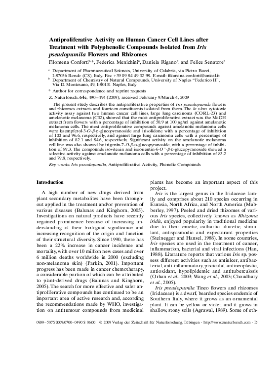 (PDF) Antiproliferative Activity on Human Cancer Cell Lines after ...