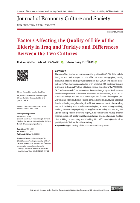 (PDF) Factors Affecting the Quality of Life of the Elderly in Iraq and ...