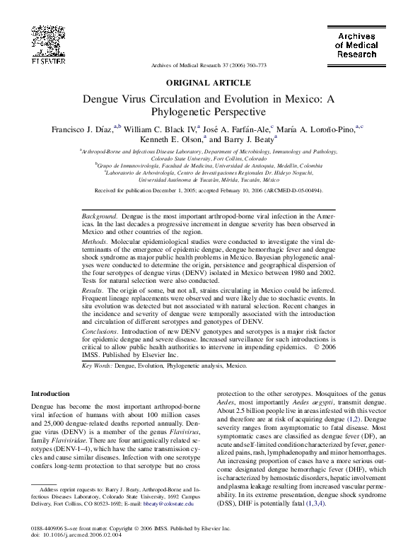 (PDF) Dengue Virus Circulation and Evolution in Mexico: A Phylogenetic ...
