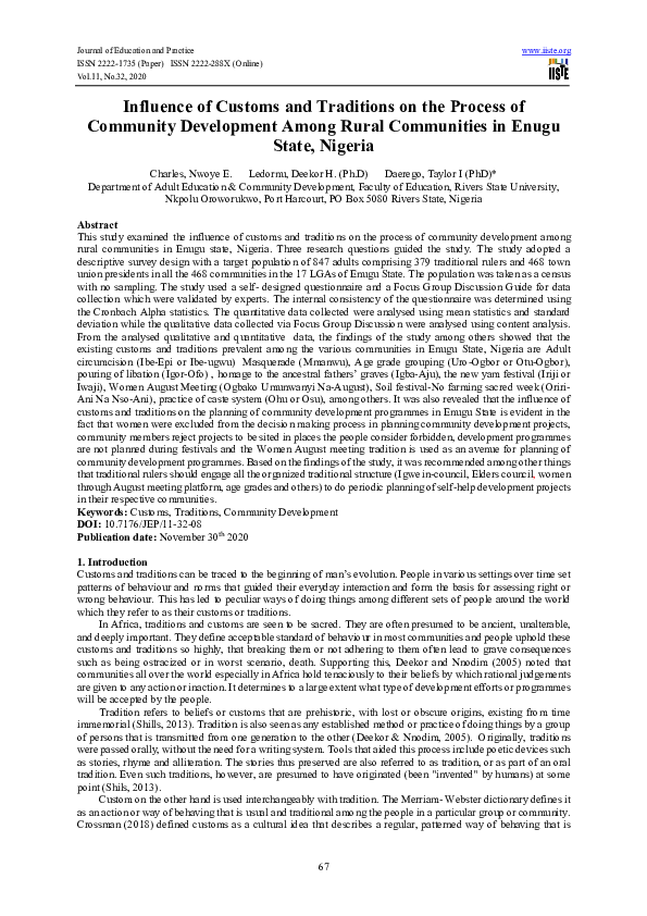 (PDF) Influence of Customs and Traditions on the Process of Community ...