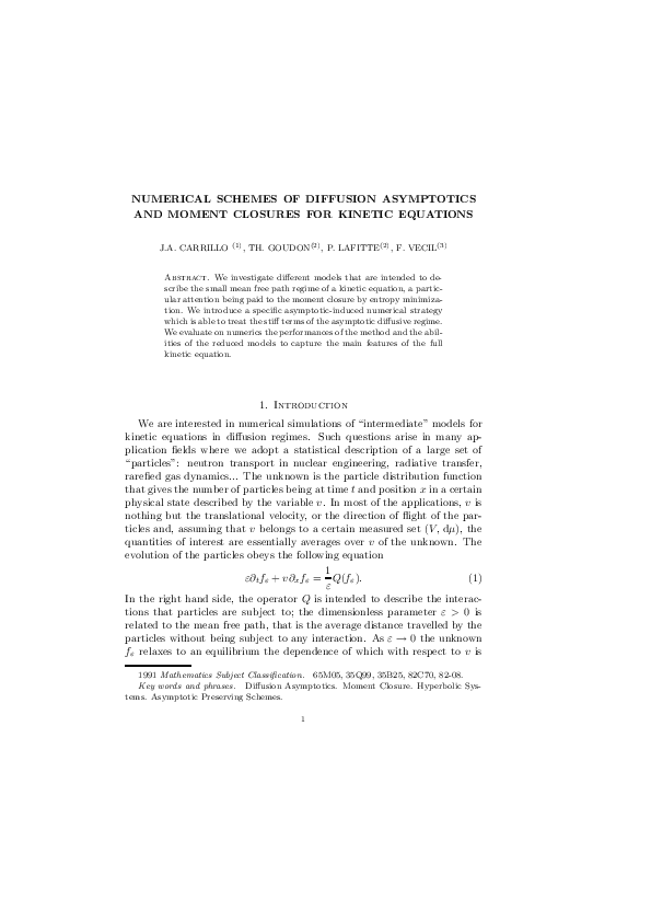 (PDF) Numerical Schemes of Diffusion Asymptotics and Moment Closures ...