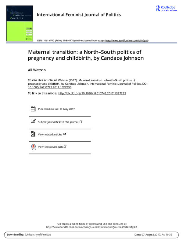 (PDF) Maternal transition: a North–South politics of pregnancy and ...