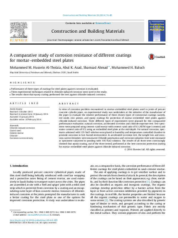 (PDF) A comparative study of corrosion resistance of different coatings ...
