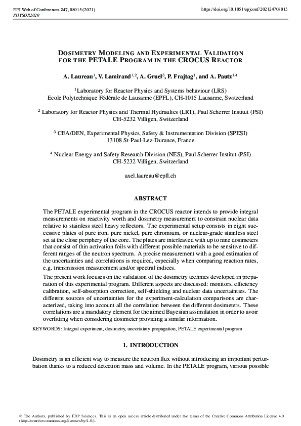 (PDF) Dosimetry Modeling and Experimental Validation for the Petale ...