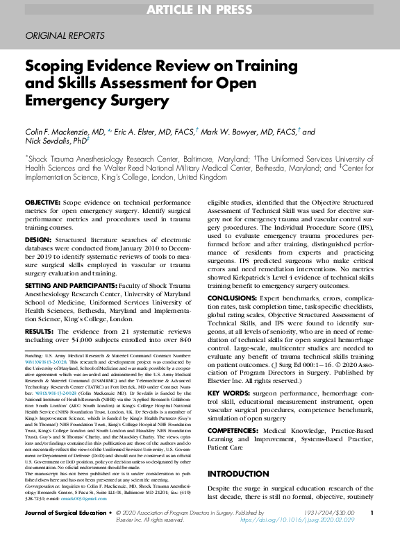 (PDF) Scoping Evidence Review on Training and Skills Assessment for ...