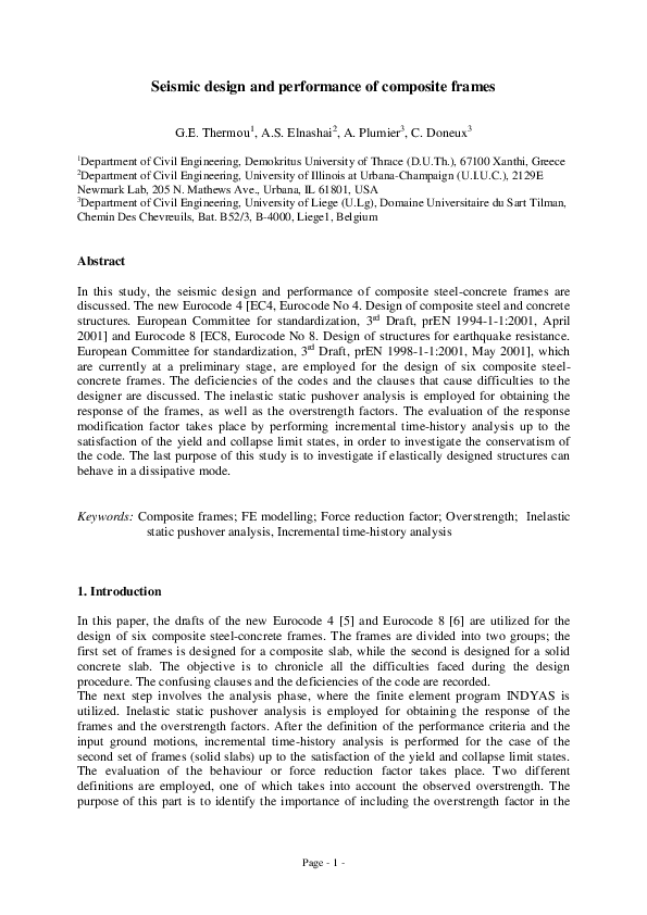(PDF) Seismic design and performance of composite frames