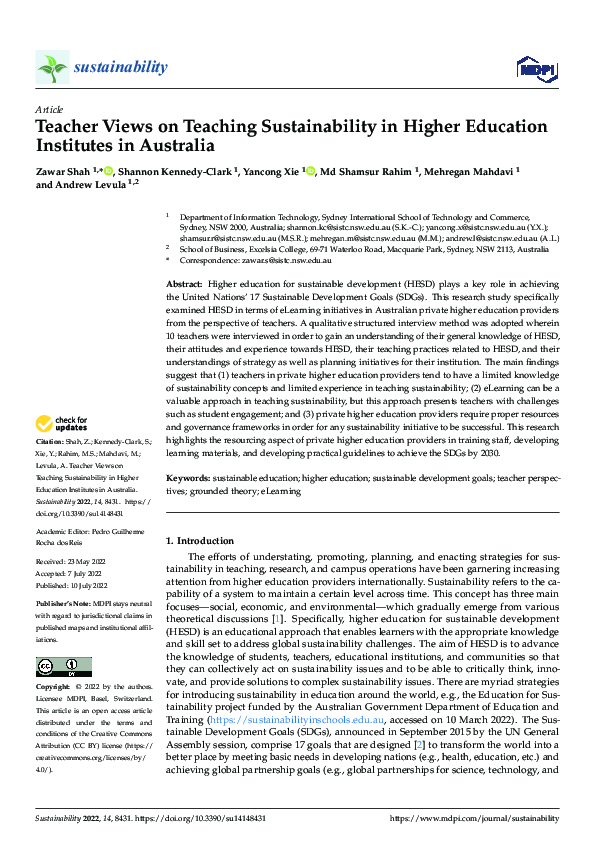 (PDF) Teacher Views on Teaching Sustainability in Higher Education ...