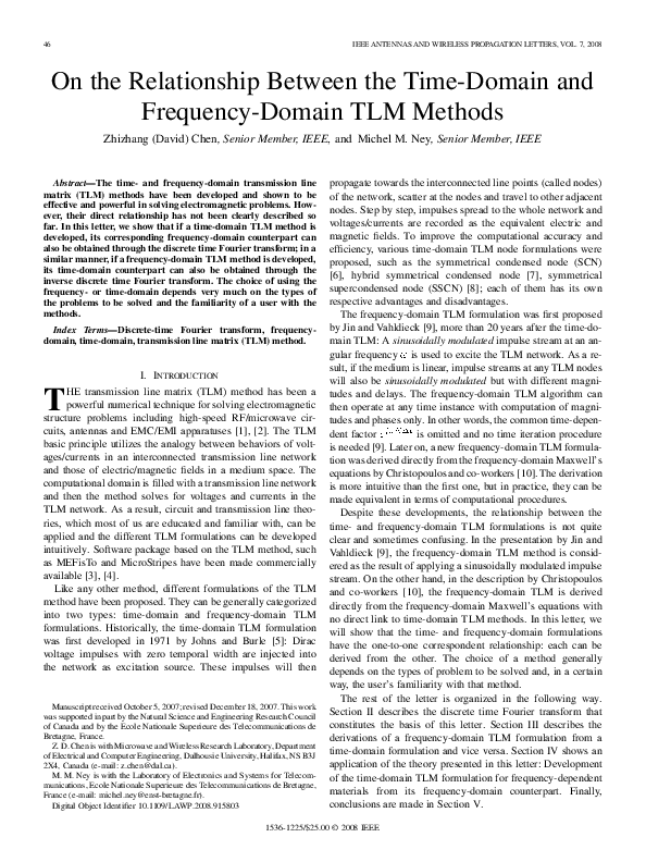 (PDF) On the Relationship Between the Time-Domain and Frequency-Domain ...