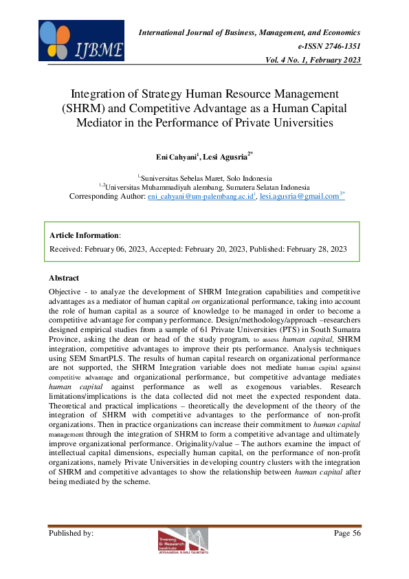 (PDF) Integration of Strategy Human Resource Management (SHRM) and ...