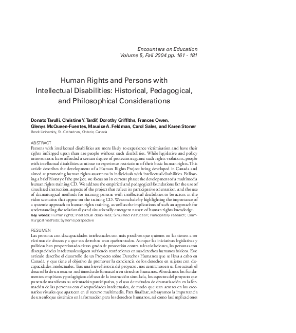 Intellectual Disabilities: Historical, Pedagogical, and Philosophical Considerations