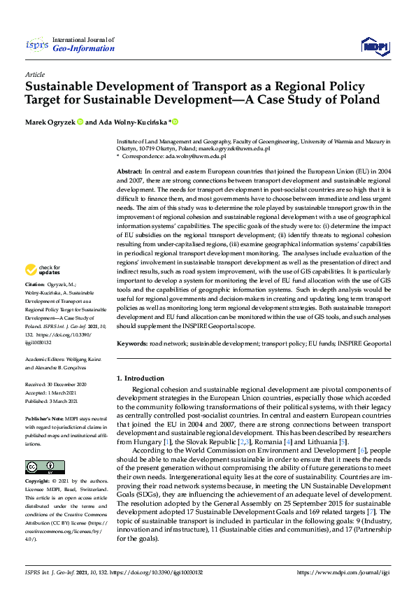 (PDF) Sustainable Development of Transport as a Regional Policy Target ...