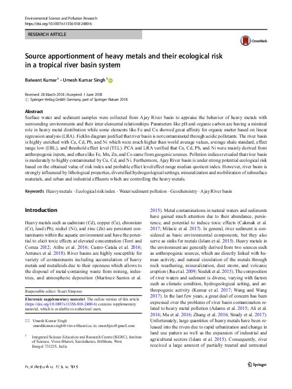 (PDF) Source apportionment of heavy metals and their ecological risk in ...