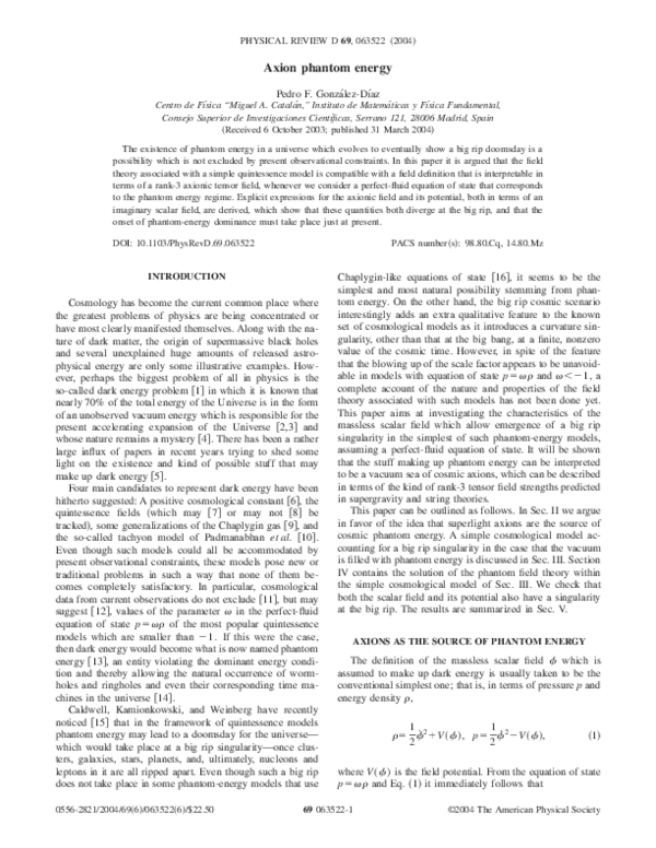 (PDF) Axion phantom energy