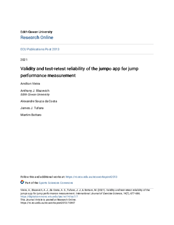 (PDF) Validity and Test-retest Reliability of the Jumpo App for Jump ...