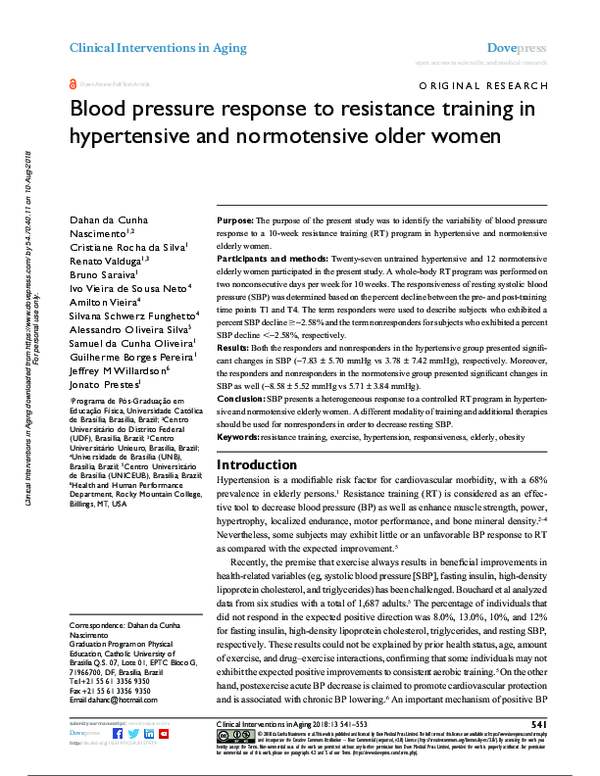 (PDF) Blood pressure response to resistance training in hypertensive ...