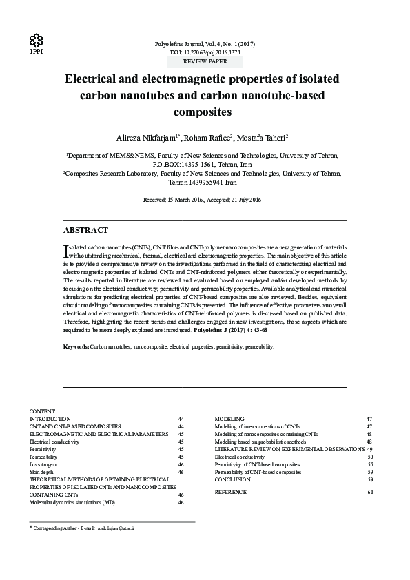 (PDF) Electrical and electromagnetic properties of isolated carbon ...