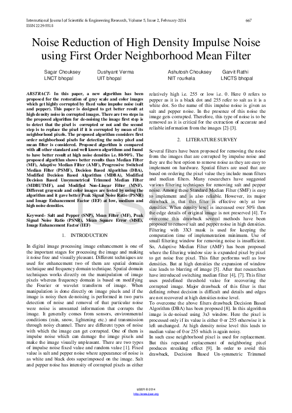 (PDF) Decision Based Unsymmetrical Trimmed Median Filter