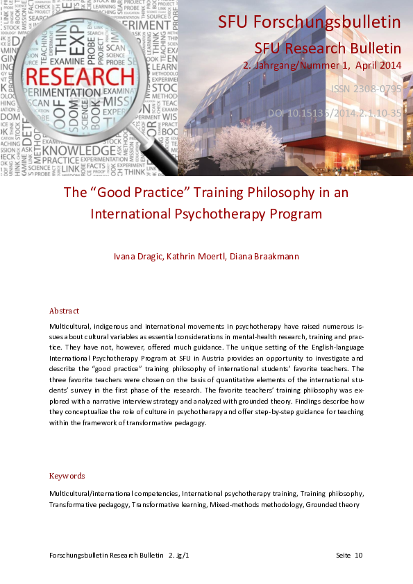 (PDF) The “Good Practice” Training Philosophy in an International ...