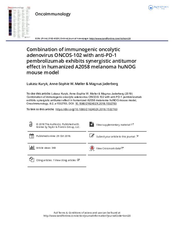 (PDF) Combination of immunogenic oncolytic adenovirus ONCOS-102 with ...