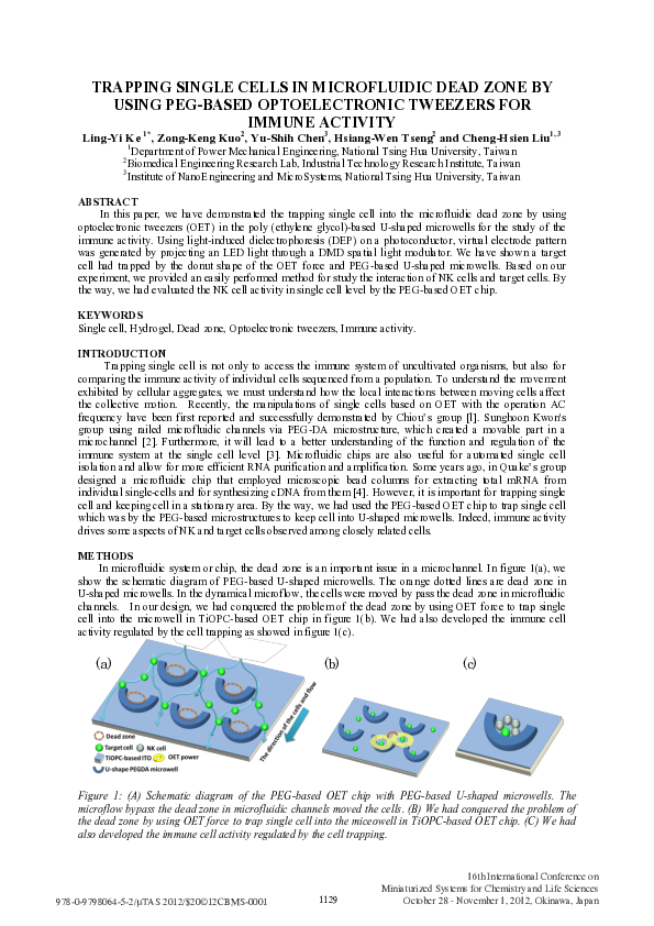 (PDF) Trapping Single Cells in Microfluidic Dead Zone by using Peg ...