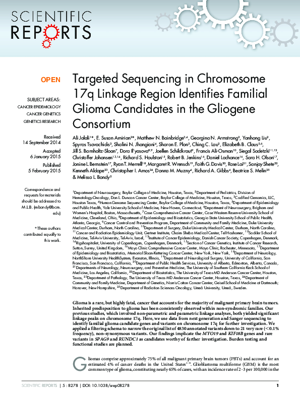 (PDF) Targeted Sequencing in Chromosome 17q Linkage Region Identifies ...