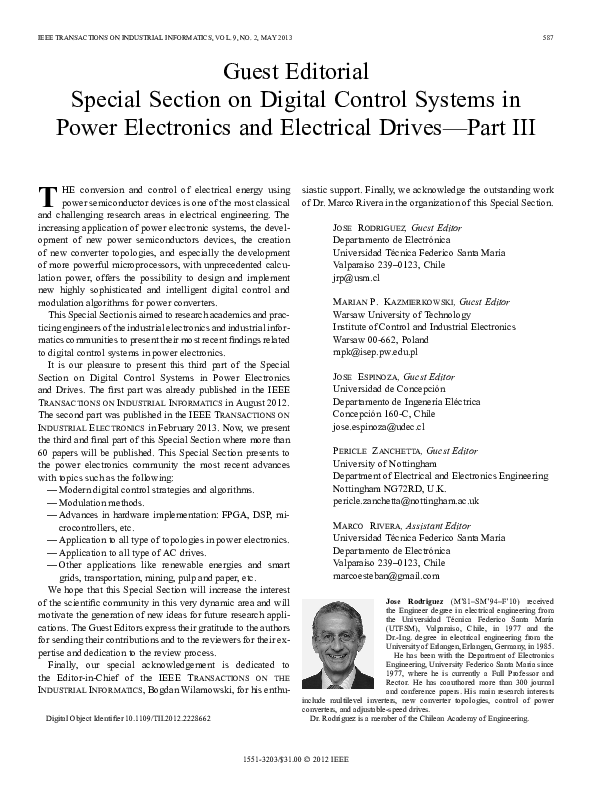 (PDF) Guest Editorial Special Section on Digital Control Systems in ...