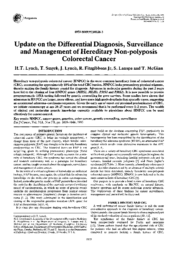 (PDF) Update on the differential diagnosis, surveillance and management ...