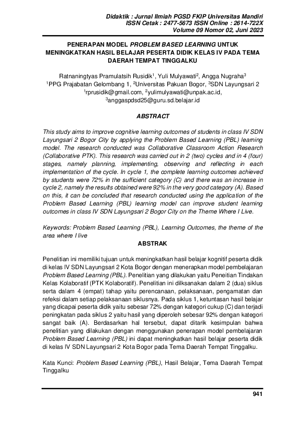 (PDF) Penerapan Model Problem Based Learning Untuk Meningkatkan Hasil ...