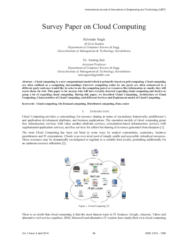 (PDF) A Survey Paper on Cloud Computing