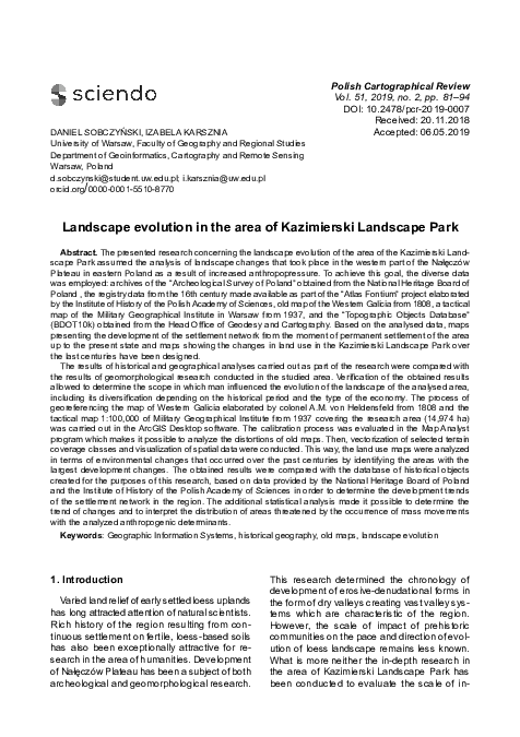 (PDF) Landscape evolution in the area of Kazimierski Landscape Park