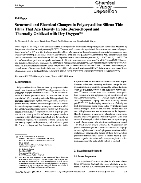(PDF) Structural and Electrical Changes in Polycrystalline Silicon Thin ...