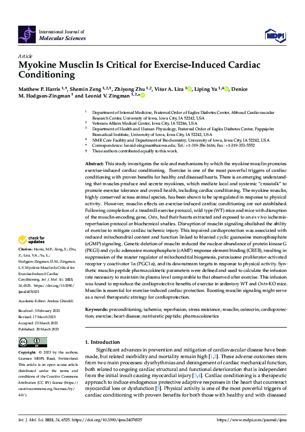 (PDF) Myokine Musclin Is Critical for Exercise-Induced Cardiac Conditioning