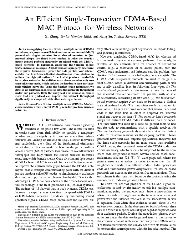 (PDF) An Efficient Single-Transceiver CDMA-Based MAC Protocol for ...