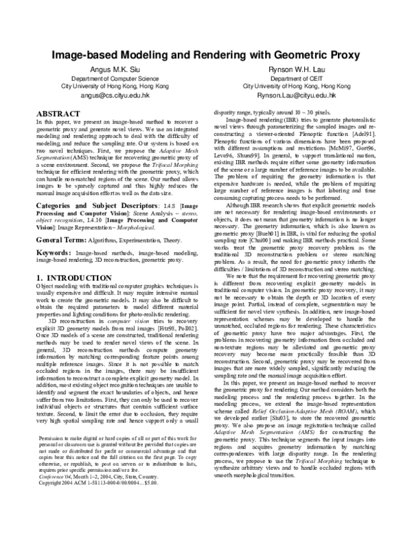 (PDF) Image-based modeling and rendering with geometric proxy