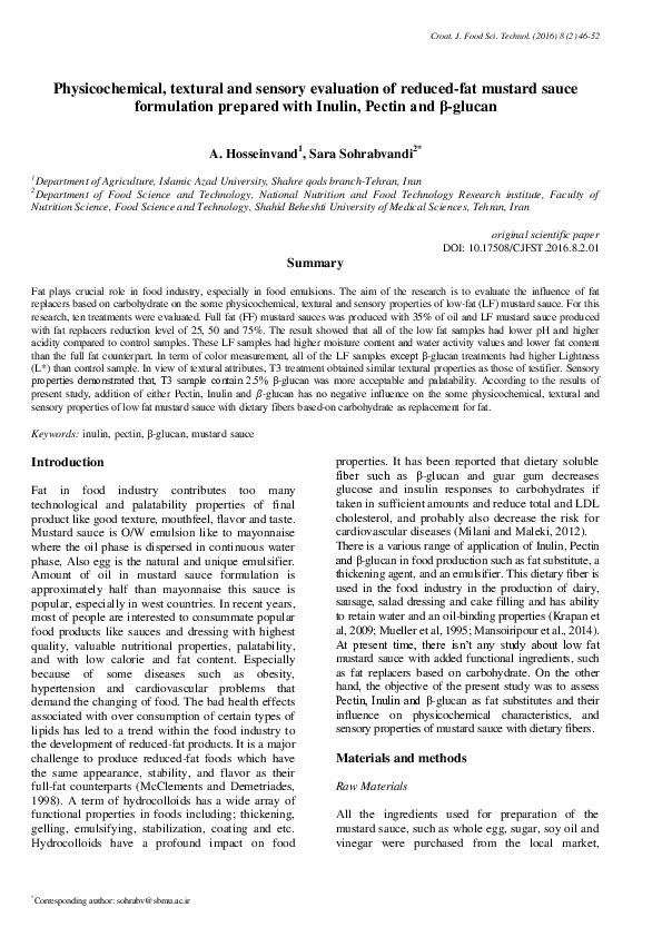(PDF) Physicochemical, textural and sensory evaluation of reduced-fat ...