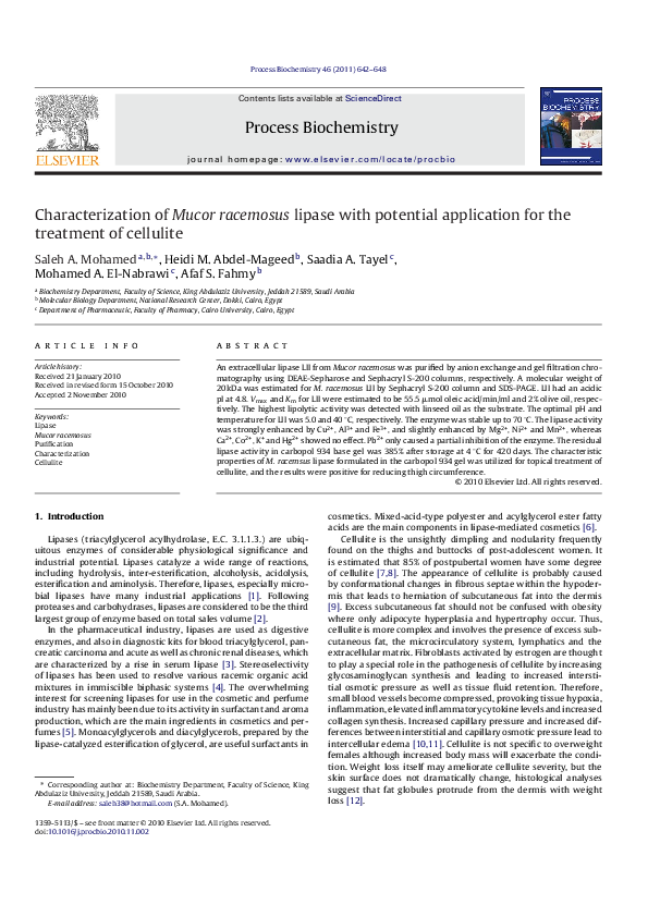 (PDF) Characterization of Mucor racemosus lipase with potential ...