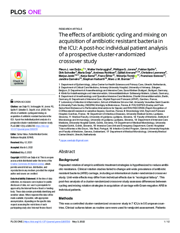 (PDF) The effects of antibiotic cycling and mixing on acquisition of ...