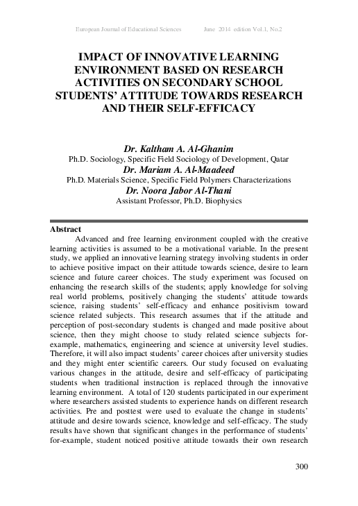 (PDF) Impact of Innovative Learning Environment Based on Research ...