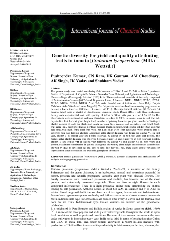 (PDF) Genetic diversity for yield and quality attributing traits in ...