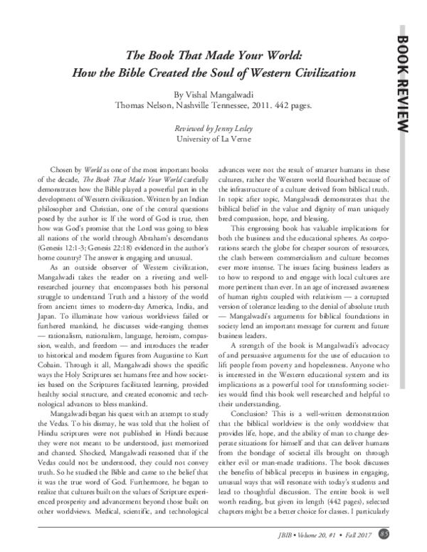 Pdf Book Review The Book That Made Your World How The Bible Created
