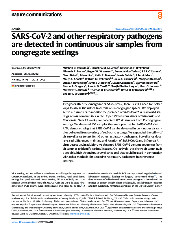 (PDF) SARS-CoV-2 and other respiratory pathogens are detected in ...