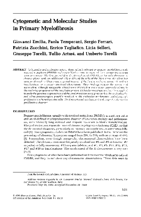(PDF) Cytogenetic and molecular studies in primary myelofibrosis