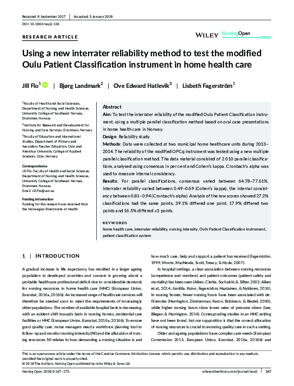 (PDF) Using a new interrater reliability method to test the modified ...
