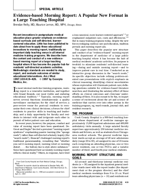 (PDF) Evidence-Based Morning Report