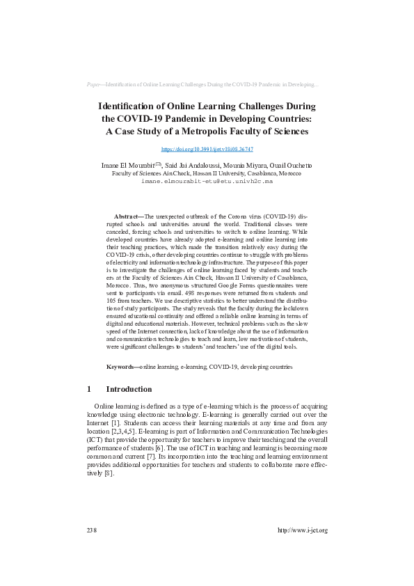 (PDF) Identification of Online Learning Challenges During the COVID-19 ...