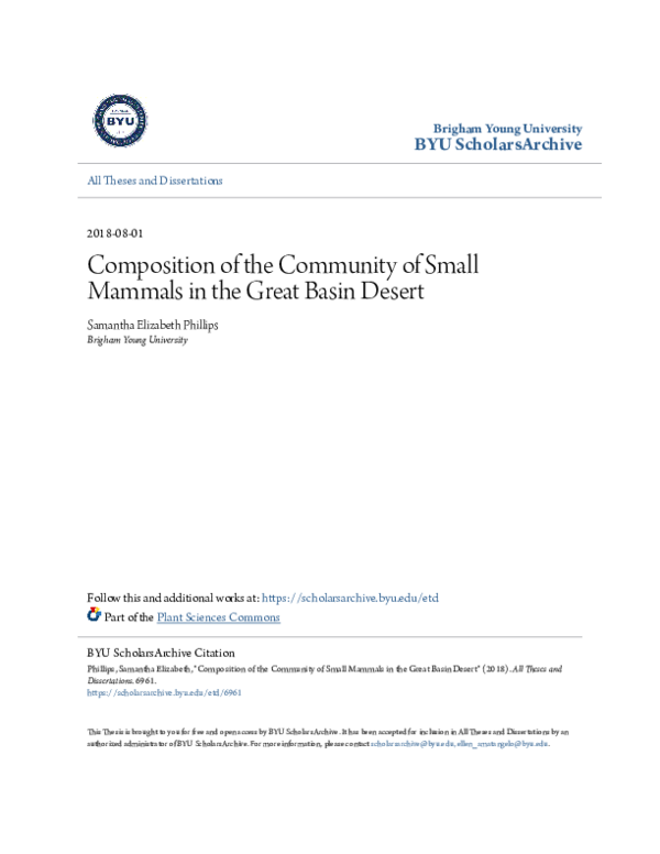 (PDF) Composition of the Community of Small Mammals in the Great Basin ...