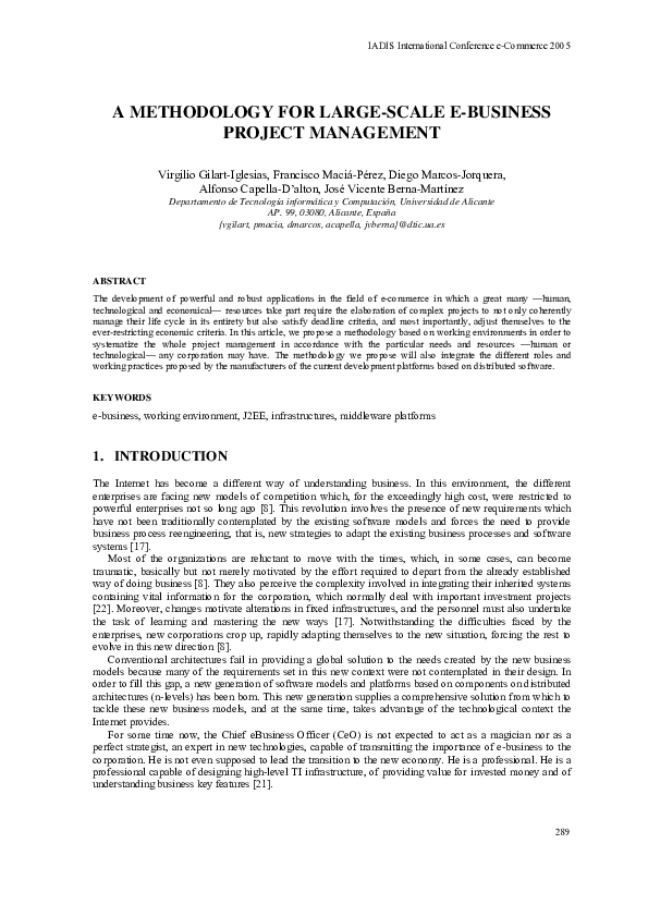(PDF) A methodology for large-scale e-Business project management