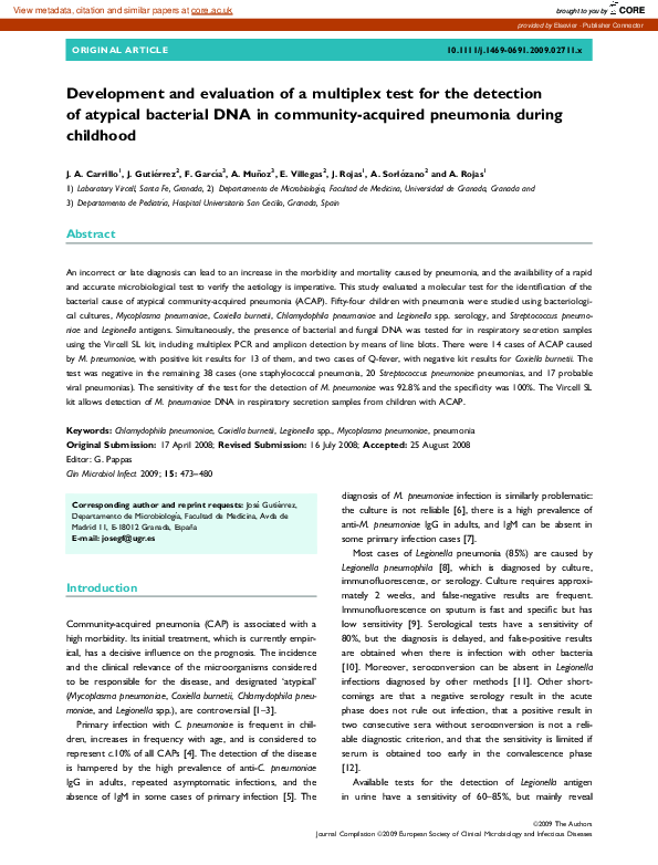 (PDF) Development and evaluation of a multiplex test for the detection ...