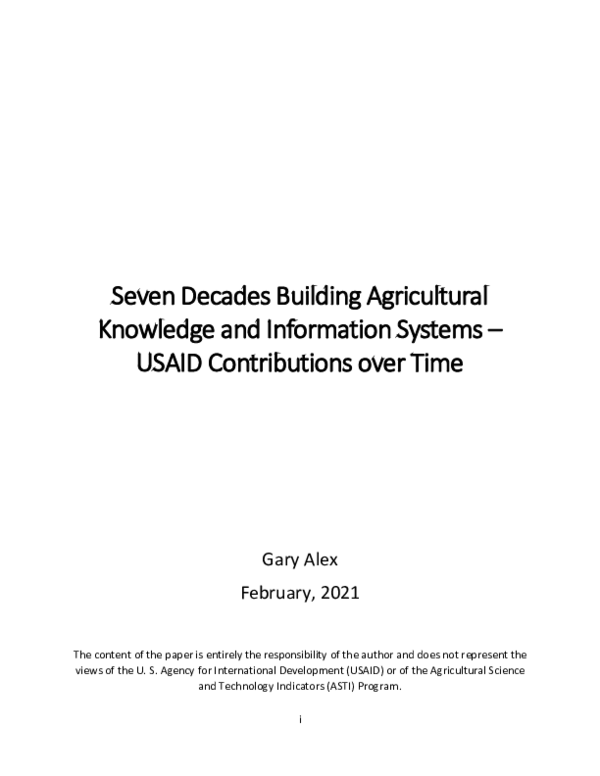 (PDF) Seven Decades Building Agricultural Knowledge and Information ...