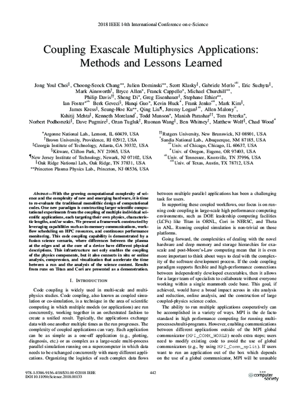 (PDF) Coupling Exascale Multiphysics Applications: Methods and Lessons ...